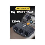 Larskas 3 Lü Çakmak Soketi 120W Çakmaklık Çoğaltıcı 2 USB 1 Type-C Araç Şarj Cihazı Çakmak Çoklayıcı