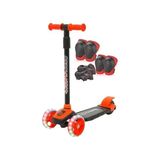 Larskas 3 Tekerlekli Işıklı Çocuk Scooter-Turuncu- Işıklı Ayarlanabilir 3-7 Yaş + Koruyucu Set