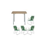 Larskas 60X80 Çam Katlanır Masa + 4 Adet Katlanır Sandalye Kamp Seti Bahçe Balkon Takımı Yeşil