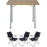 Larskas 60X80 Katlanır Masa ve 3 Adet Sandalye Seti, Lacivert
