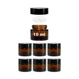 Larskas Afracam Mini Amber Cam Kavanoz, 10 ml Hacimli, Sızdırmaz Kapaklı, Krem ve Kozmetik Saklama Kutusu, Lip Balm 6 Adet