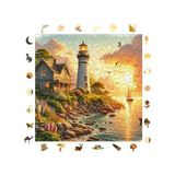 Larskas Ahşap Puzzle Yetişkin - Deniz Fenerinde Gün Batımı - 353 Parça, 29 x 29 cm - Yapıştırıcı Folyo Dahil - Benzersiz Şekilli Parçalar & Özel Figürler - S1-29
