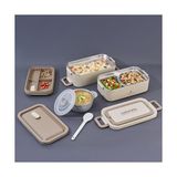 Larskas Aryıldız Bento Dikdörtgen 2 Katlı Lunch Box Yemek Termosu Bej 2000 ml