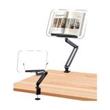 Larskas Ayarlanabilir Masa Kenarı Kitap ve Tablet Standı – 360° Dönebilen, 87.5cm Yükseklik Ayarlı, Kelepçeli Metal Kol, Şeffaf Akrilik Panel, Kitap Okuma, Tablet, iPad ile Uyumlu | P87