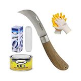 Larskas BADEM10 Aşı Bıçağı Eğri Uçlu Bağ Bıçağı Ara Çakı + Aşı Bandı + Aşı Macunu + Eldiven (4'lü Set) - 41 Delft Blue