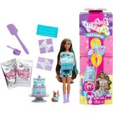 Larskas Barbie Parti Paketi Bebek ve Aksesuarlar, Minik Dostumun Doğum Günü Serisi Parti Yıldızları Seti ve Renk Değişimi ile Pasta Süsleme Etkinliği Dahil 10 Sürpriz, JFG72