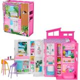 Larskas Barbie'nin Yeni Portatif Evi 2024 Barbie'nin Yeni Portatif Evi 2024, 4 Oyun Alanı ve 11 Dekorasyon Aksesuarı Bulunan Bebek Evi Oyun Seti HRJ76
