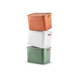 Larskas Deconox 1 Adet 20 Lt Dev Boy Çok Amaçlı Kapaklı Kutu - Deri Kulp Detaylı Dolap Içi Düzenleyici Organizer (40X30X25 Cm) (Beyaz)