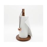 Larskas Deconox Doğal Bambu Bohem Top Tutacaklı Kağıt Havluluk - Dekoratif Ahşap Stand (30X14 Cm, Kahve ve Bambu Renk Seçenekli, 1 Adet) (Kahve)