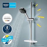 Larskas Grohe Vitalio Comfort 110 Sürgülü Duş Seti (Sabunluklu) 110 mm Kare 2 Akışlı (Yağmur & Jet) El Duşu, 600 mm Sürgülü Ray, 1750 mm Duş Hortumu, 3 Barda Max. 13.5l/dk, Duş Başlığı Seti, Krom, 26929001