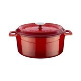 Larskas Lava Döküm Yuvarlak Tencere, Trendy, 28 Cm, 6.71 L Hacim, Kırmızı