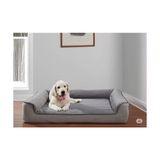 Larskas Premium Sofa Blok Sungerli Alezli Fermuarlı Yıkanabilir Köpek Yatağı (Medium, Gri+Fume)