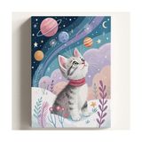 Larskas Sayılarla Boyama Tuval Hobi Seti, Uzay ve Kedi Temalı Fırça ve Boya Dahil Set (Çıtalı) 40X50 Cm, Kendin Yap Sayılarla Tuval Boya Kiti (Kasnaklı) - 41 Delft Blue