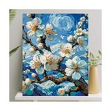 Larskas Sayılarla Boyama Tuval Seti Fırça Boya Dahil (Çıtalı) 40X50 cm - Bahar Dalı - 41 Delft Blue