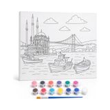 Larskas Sogud Boyama Tuval Seti - 40X50 cm Büyük Boy Hazır Desenli Tuval - 12 Renk Boya ve Fırça Dahil - Çocuklar ve Yetişkinler Için Hobi, Sanat ve Kendin Yap Boyama Seti - Sürpriz Model - 41 Delft Blue
