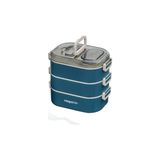Larskas Vagonlife Bento 1450ML Lunchbox Üç Katlı 5 Bölmeli ve Mini Sosluklu Çelik Sefer Tası Yemek Kutusu (Lacivert)