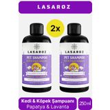 LASAROZ 2 Adet Kedi Köpek Şampuanı Lavanta ve Papatya Yağlı Tüy Dökme Önleyici Nemlendirci Etkili 250 ml