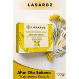 lasaroz Altın Otu Sabunu Yaşlanma Karşıtı Yenileyici Leke Karşıtı Doğal Katı Sabun 100 gr