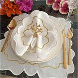 Lasetu Ekru ve Ebruli Gümüş, Silver Detaylı Amerikan Servis, Supla Leke Tutamaz Kumaş Özellikli 1 Adet - 39 x 39 cm - 001-Renkli