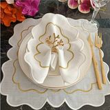 Lasetu Ekru ve Ebruli Gümüş, Silver Detaylı Amerikan Servis, Supla Leke Tutamaz Kumaş Özellikli 6 Adet - 39 x 39 cm - 001-Renkli