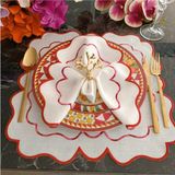 Lasetu Kırmızı ve Ebruli Bordo Detaylı Amerikan Servis, Supla Leke Tutamaz Kumaş Özellikli 4 Adet - 39 x 39 cm - 001-Renkli