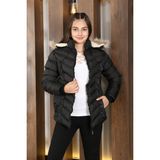 Lasgaris Jeans Kız Çocuk Kapüşonlu Kürk Detaylı Şişme Mont - Siyah - 12 Yaş