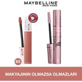 Lash Sensational Sky High Maskara + Super Stay Matte Ink Unnude Likit Mat Ruj - 65 Seductress - Siyah