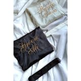 Lasilla Isimli Bride, Groom 2'li Set Sabahlık Seti, Gelin, Damat Sabahlık - Standart - Siyah - Beyaz