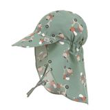 Lassig Flap Hat UV Korumalı Uzun Çocuk Şapkası – Scooter Dog Green | UPF 80 Güneş Koruması, Ense Korumalı Yaz Şapkası (6-12 Ay)