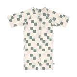 Lassig UV Korumalı Mayo Checkerboard Sea Salt Green Çocuk Mayo UPF 60 Hızlı Kuruyan Esnek Deniz ve Havuz Tek Parça Çocuk Mayosu (12-18 Ay)