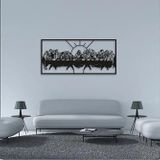 Last Supper Metal Duvar Sanatı, Siyah Modern Dini Dekor, 3D Duvar Heykeli (18"x38"45x96cm)