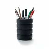 Lastik Kalem Tutucu, Kalemlik, Tire Shape Pen Holder, Şık Masa Üstü Pratik Organizer,