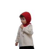 Lastik Örgü Çocuk Balaclava Bere Şeftali