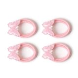 Lastik Toka, Puantiyeli Kelebekli – Çocuk ve Bebek Saç Tokası, Esnek ve Yumuşak Lastik, 4'lü Set (Pembe)