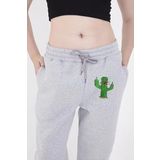 Lastikli Baskılı Eşofman Pantolon - Gri XL