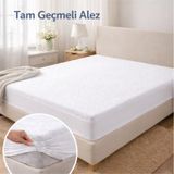 Lastikli Çarşaf Tipi Fitted Alez Sıvı Geçirmez Yatak Koruyucu Beyaz