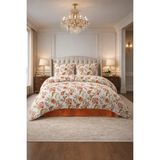 Lastikli Çarşaflı Çift Kişilik Pamuklu Nevresim Takımı Nar Çiçeği - 200 x 220 cm - Krem - Narçiçeği