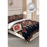 Lastikli Çarşaflı Pamuk Saten Çift Kişilik 3D Etnik Mandala Nevresim Takımı - Foster - 220 x 220 cm