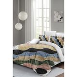 Lastikli Çarşaflı Pamuk Saten Çift Kişilik Row Colors Nevresim Takımı - Foster - 220 x 220 cm