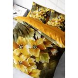 Lastikli Çarşaflı Pamuk Saten Çift Kişilik Yellow Flowers Nevresim Takımı - Foster - 220 x 220 cm