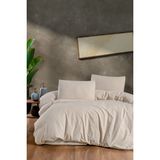 Lastikli Çarşaflı Tek Kişilik Nevresim Takımı Saten Krem - 160 x 220 cm