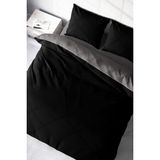 Lastikli Çarşaflıçift Kişilik Deluxe Çift Taraflı Pamuk Ranforce Siyah/gri Nevresim Takımı - Foster - 220 x 220 cm