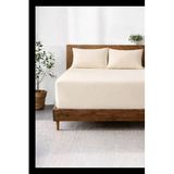 Lastikli & Hipoalerjenik Çarşaf |%100 Pamuk Çarşaf Penye Kumaş | Tek-Çift Kişilik-Battal Boy Çarşaf -Krem-180X200, Luxcarsaf