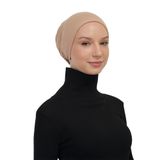 Lastikli Kaymaz Geçmeli Pratik Tesettür Bone, Bej, Standart
