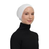 Lastikli Kaymaz Geçmeli Pratik Tesettür Bone, Beyaz, Standart