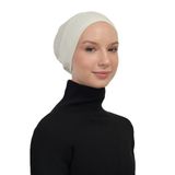 Lastikli Kaymaz Geçmeli Pratik Tesettür Bone, Ekru, Standart