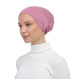 Lastikli Kaymaz Geçmeli Pratik Tesettür Bone, Pembe, Standart