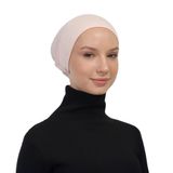 Lastikli Kaymaz Geçmeli Pratik Tesettür Bone, Pudra, Standart