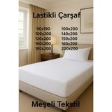 Lastikli Pamuk Saten Çizgili Otel Çarşafı | Dayanıklı Uzun Ömürlü - 140 x 200