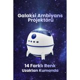 lasttech Galaksi Ambiyans Işığı Projektör 14 Farklı Renk Yıldızlı Galaksi Gökyüzü Ses Efektli Gece Lambası